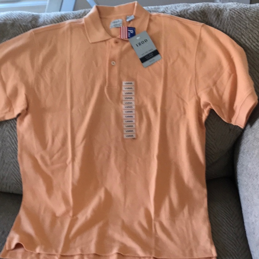 New Izod Men’s orange short collared sleeve shirt Large